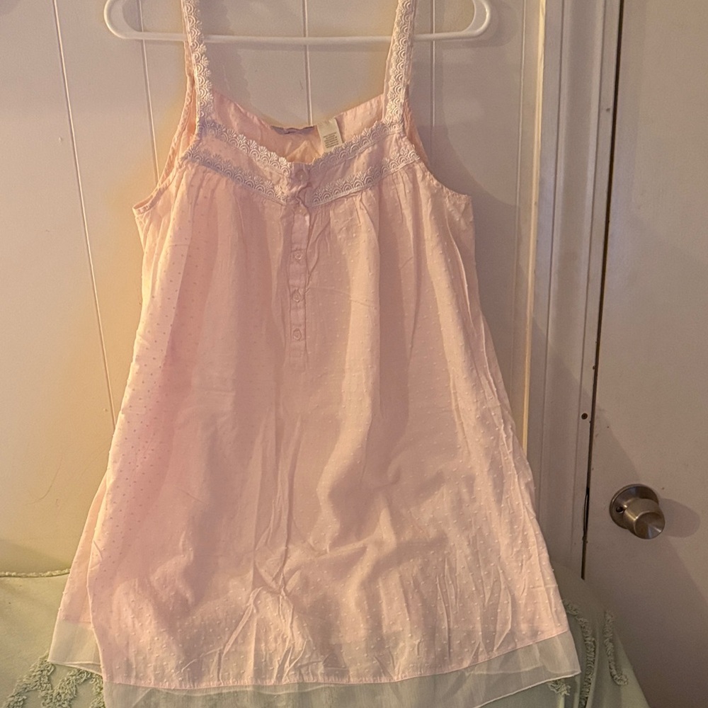 Adonna Pale Pink Lace-Trim Night Chemise